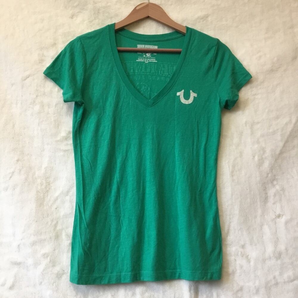 True Religion Green V-Neck T-Shirt